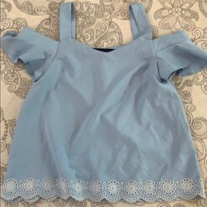 Francesca’s Blue Rain peekaboo sleeve Blouse